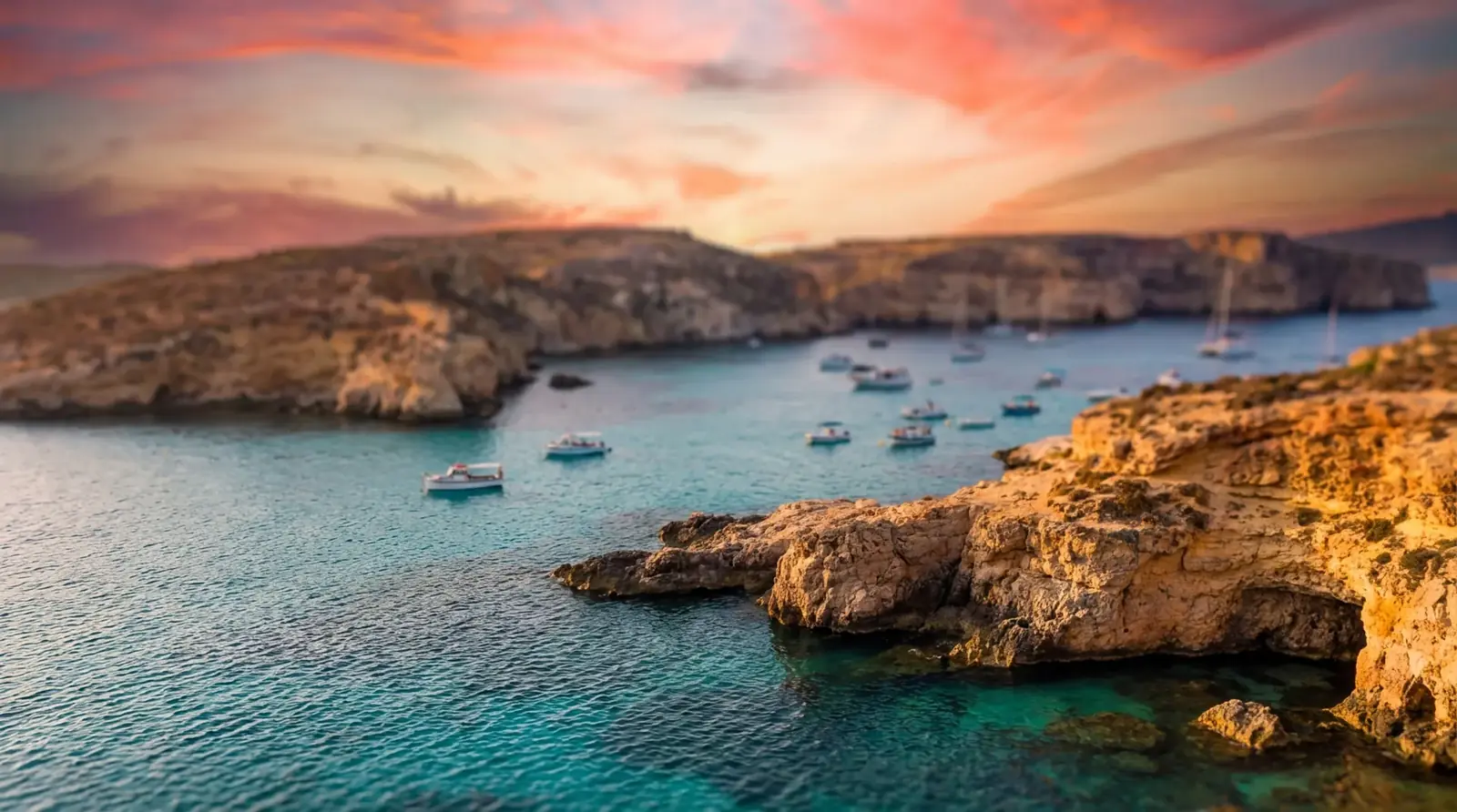 Malta coastline at sunset